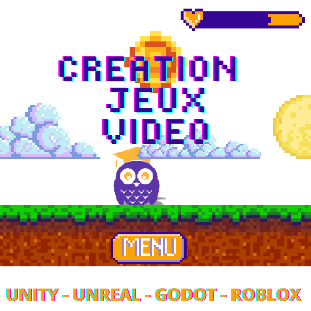 Formation jeux vidéo pour adolescents (13–17 ans) – Programme annuel multi-moteurs : Unity, Unreal, Godot & Roblox